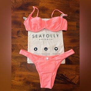 Seafolly Capri Sea Textured Coral Bikini Set.